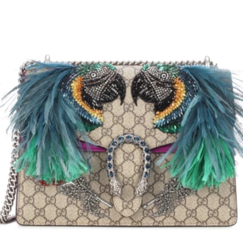 GUCCI
Dionysus Parrot-embroidered Gg Supreme Chain Shoulder Bag